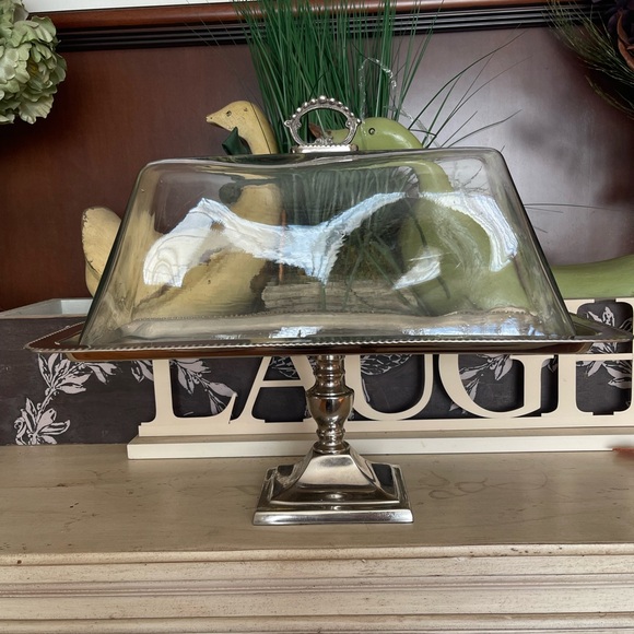 Godinger Silver Dessert Stand with Glass Dome